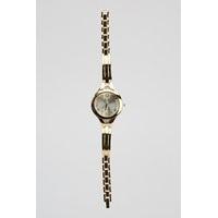 Encrusted Detailed Metal Skinny Strap Watch
