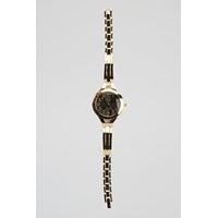 Encrusted Detailed Metal Skinny Strap Watch