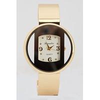 encrusted small face contrast bangle watch