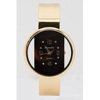 Encrusted Small Face Contrast Bangle Watch