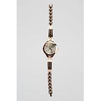 Encrusted Detailed Metal Skinny Strap Watch