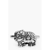 Engraved Boho Elephant Ring - silver
