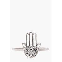 Engraved Hamsa Hand Boho Ring - silver