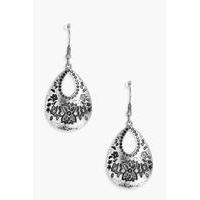 Engraved Boho Earrings - silver