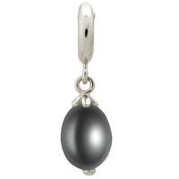 Endless Jewellery Charm Pearl Drop Black Silver