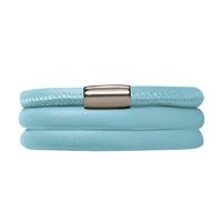 Endless Jewellery Bracelet Leather Triple Light Blue 60cm