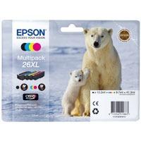 Epson 26XL (T2636) Original High Capacity Black & Colour Ink Cartridge 4 Pack