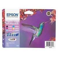 Epson T0807 Original Black & Colour Ink Cartridge 6 Pack