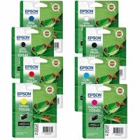 Epson T054 (T0540/1/2/3/4/7/8/9) Original Black & Colour Ink Cartridge 8 Pack