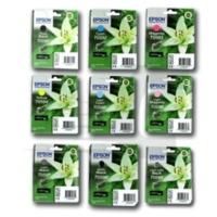 Epson T059 (T0591/2/3/4/5/6/7/8/9) Original Black & Colour Ink Cartridge 9 Pack