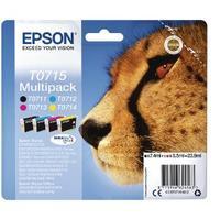 Epson T0715 Black Cyan Magenta Yellow Inkjet Cartridge Value Pack of 4