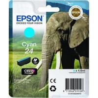 Epson 24 (T242240) Cyan Original Claria Photo HD Standard Capacity Ink Cartridge (Elephant)