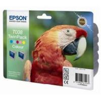 Epson T008 (T008402) Colour Original Ink Cartridge Twin Pack (Parrot)