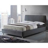 Epsom Modern Bed In Grey Fabric With Chrome Feet