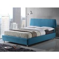 Epsom Modern Bed In Blue Fabric With Chrome Feet