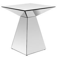Epsilon Mirrored Pedestal Side Table In Glass