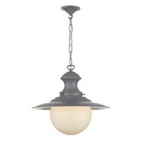 EP39 Station Lamp In Lead Grey With Opal Glass