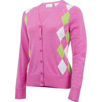 EP Pro Long Sleeve V Neck Cardigan with Argyle - Candy