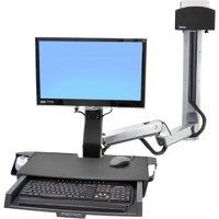 Ergotron 45-270-026 Styleview Sit-stand Combo Arm With Worksurface & Medium Silver Cpu Holder