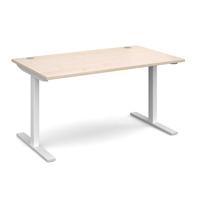 Ergo Elevate Electric Height Adjustable Desk Maple 1400mm White Frame