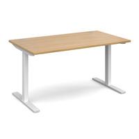 Ergo Elevate Electric Height Adjustable Desk Oak 1400mm White Frame