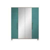 Eris Elm & Teal Mirror Wardrobe