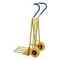 ERGONOMIC HAND TRUCK ON FLAT FREE TYRED WHEELS