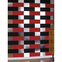 Erica Wakerly Wallpapers Block Black Red Silver, BLO B/R/S