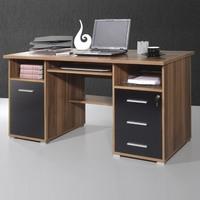 Ergonomic Computer Workstation In Walnut And Black