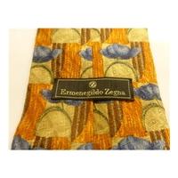 Ermenegildo Zegna Silk Tie Multi- Coloured Square & Floral Design