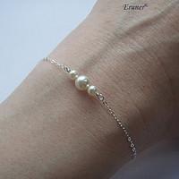 erunereuropean pearl womens white pearl strand bracelet