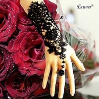 erunerhandcraft black lace applique rose wedding pearl bracelet gloves ...