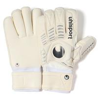 Ergonomic Supersoft Rollfinger Goalkeeper Gloves White/Silver/Black