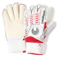 Ergonomic Soft Rollfinger Goalkeeper Gloves White/Silver/Red