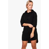 Erin Hooded Soft Touch Sweat Dress - black