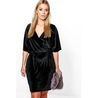 Erin Velvet Wrap Over Dress - black