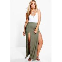 erika split front maxi skirt khaki