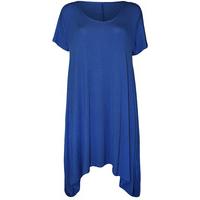 Erma Plain Uneven Hem Top - Blue