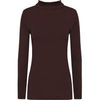 Erica Basic Long Sleeve Turtleneck Top - Dark Brown