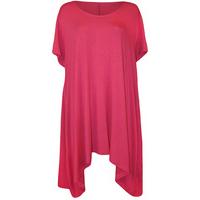 erma plain uneven hem top cerise