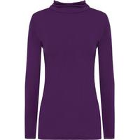 Erica Basic Long Sleeve Turtleneck Top - Purple