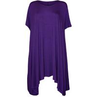 Erma Plain Uneven Hem Top - Purple