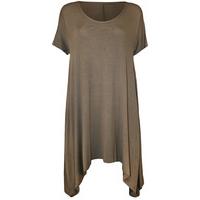 Erma Plain Uneven Hem Top - Mocha