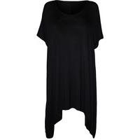 erma plain uneven hem top black