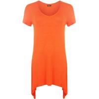 erma plain uneven hem top orange