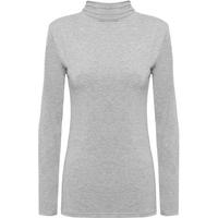 Erica Basic Long Sleeve Turtleneck Top - Light Grey