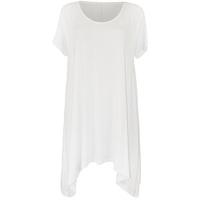 Erma Plain Uneven Hem Top - White