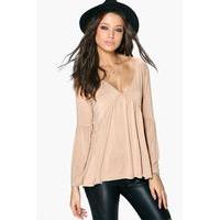 Erika Long Sleeve Smock Top - sand
