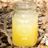 Established Since 50th Birthday Male Glass Mason Jar