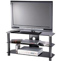 essential large sized black tv stand with 2 shelf